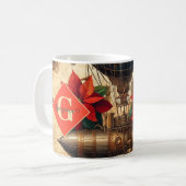 Mug Bateau Steampunk personnalisé avec Poinsettia (Devant gauche)