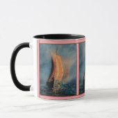 Mug Bateau viking naviguant sur mer/océan dans le brou (Gauche)