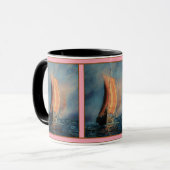 Mug Bateau viking naviguant sur mer/océan dans le brou (Devant gauche)