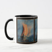 Mug Bateau viking naviguant sur mer/océan dans le brou (Gauche)
