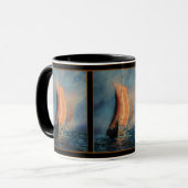 Mug Bateau viking naviguant sur mer/océan dans le brou (Devant gauche)