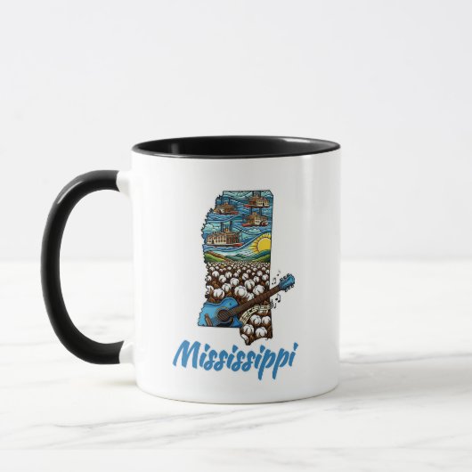 Mug Bateaux à aubes de l'État du Mississippi sur fond (Gauche)