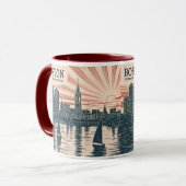 Mug Bateaux à voile Charles River Boston Skyline Art V (Devant gauche)