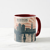 Mug Bateaux à voile Charles River Boston Skyline Art V (Devant droit)