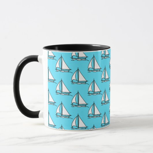 Mug Bateaux À Voile Sur Le Motif De La Mer Bleue (Gauche)