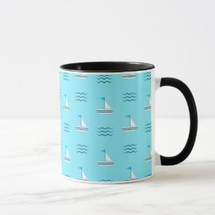 Mug Bateaux À Voile Sur Le Motif De La Mer Bleue
