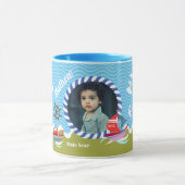 Mug Bateaux Amusants Photo Vert Bleu (Centre)