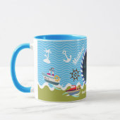 Mug Bateaux Amusants Photo Vert Bleu (Gauche)