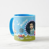 Mug Bateaux Amusants Photo Vert Bleu (Devant gauche)