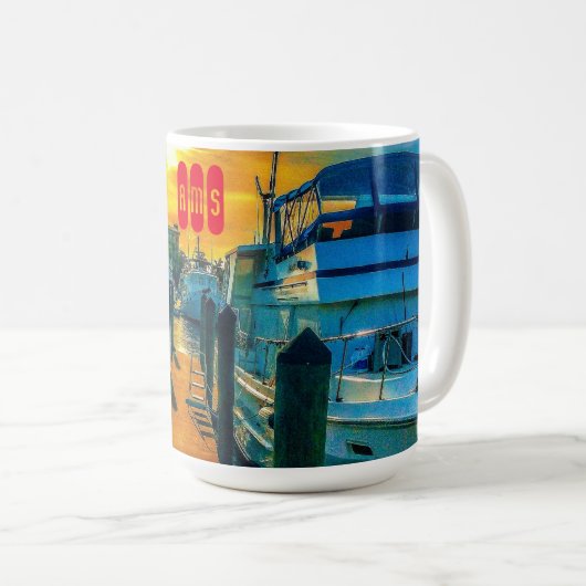 Mug Bateaux au coucher du soleil du port (Devant droit)