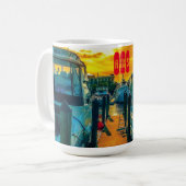 Mug Bateaux au coucher du soleil du port (Devant gauche)