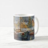 Mug Bateaux de pêche dans le port à Noël (Devant droit)