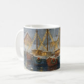 Mug Bateaux de pêche dans le port à Noël (Devant gauche)