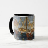Mug Bateaux de pêche dans le port à Noël (Devant gauche)