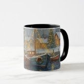 Mug Bateaux de pêche dans le port à Noël (Devant droit)