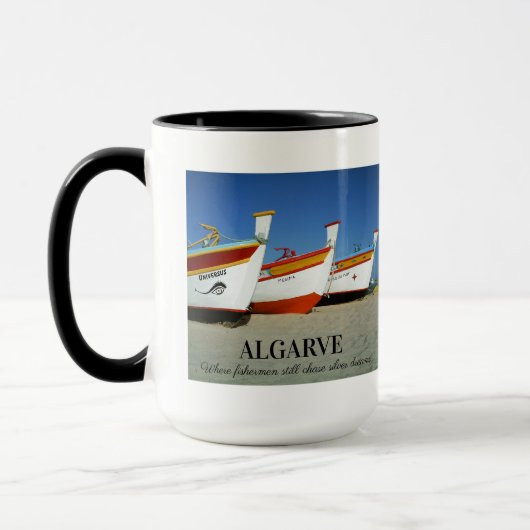 Mug Bateaux de pêche sur la plage de l'Algarve Photo (Gauche)