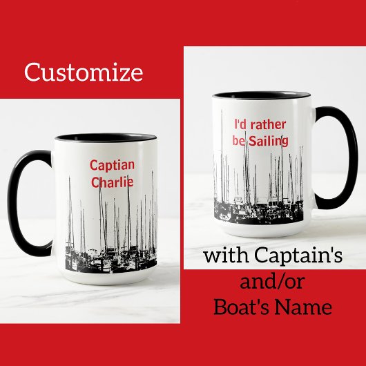 Mug Bateaux nautiques Noir et Blanc Personnalisé