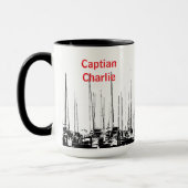 Mug Bateaux nautiques Noir et Blanc Personnalisé (Gauche)