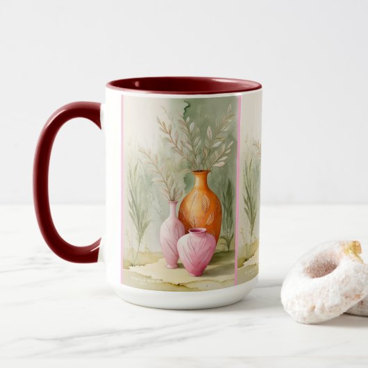 Mug Bateaux Serene | Art orange et rose (Avec donut)