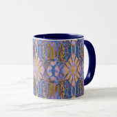 Mug Batik bleu, jaune et violet (Devant droit)