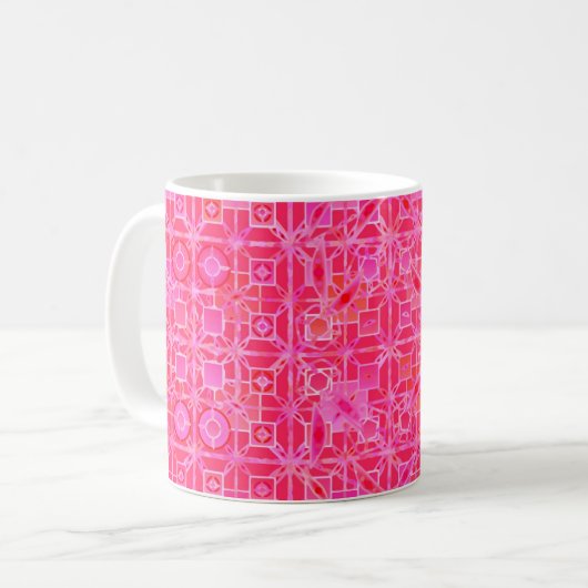 Mug Batik tribal - nuances de rose fuchsia (Devant gauche)
