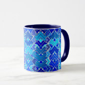 Mug Batik Tribal Print, Cobalt et Cerulean Blue (Devant droit)