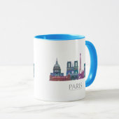 Mug Bâtiments couleur Paris Skyline (Devant droit)