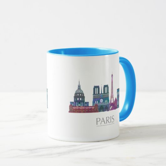 Mug Bâtiments couleur Paris Skyline (Devant droit)