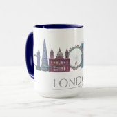 Mug Bâtiments couleur Skyline de Londres (Devant gauche)