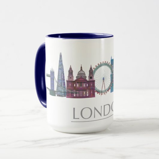 Mug Bâtiments couleur Skyline de Londres (Devant gauche)