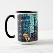 Mug Bâtiments de la ville bleue en mosaïque avec relie (Gauche)