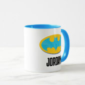 Mug Batman | Symbole Cyan Stripes (Devant droit)