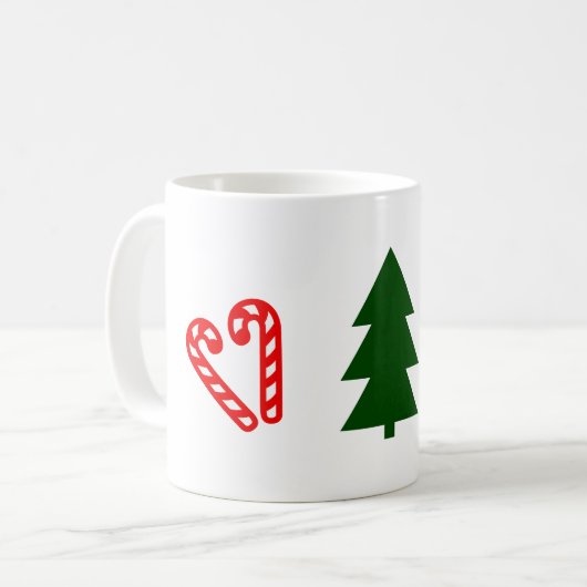Mug Bâtons de Noël aux arbres verts (Devant gauche)
