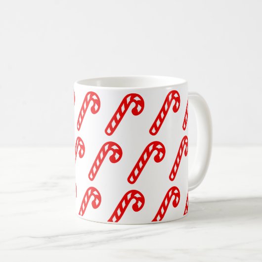 Mug Bâtons de Noël blanc rouge minimes (Devant droit)