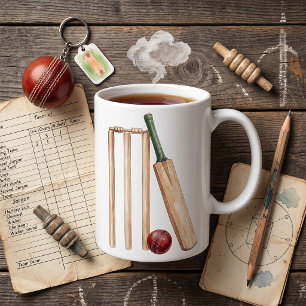 Mug Batte et balle de cricket à l'aquarelle classique