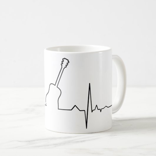 Mug Battement de coeur de guitare acoustique (Devant droit)