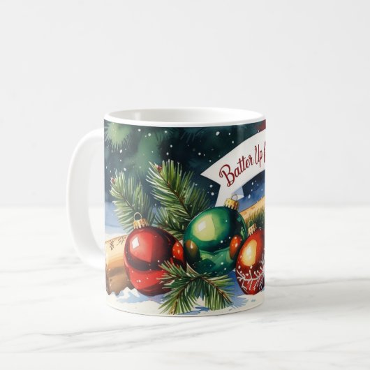 Mug Batterie de baseball pour Noël (Devant gauche)