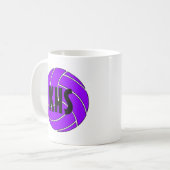 Mug Batterie de café de volley-ball violet personnalis (Devant gauche)