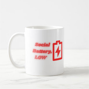 Mug Batterie sociale faible Introverti drôle Minimalis