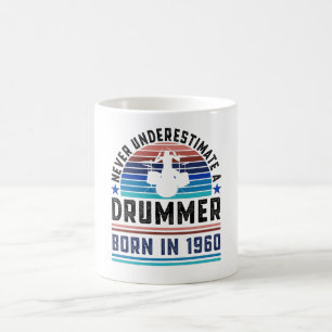 Mug Batteur né 1960 60e anniversaire Drumming Cadeau 