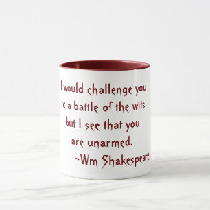 Mug Battle of the Wits Shakespeare Citation rouge et b