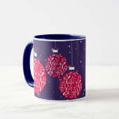 Mug Bauble de Noël rouge/bleu boue d'amour (Devant gauche)