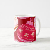 Mug Baubles De Noël Rose Et Rouge (Devant droit)