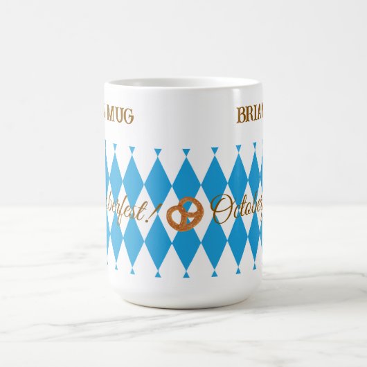 Mug Bavarois bleu Octoberfest Pretzels PERSONNALISER (Centre)