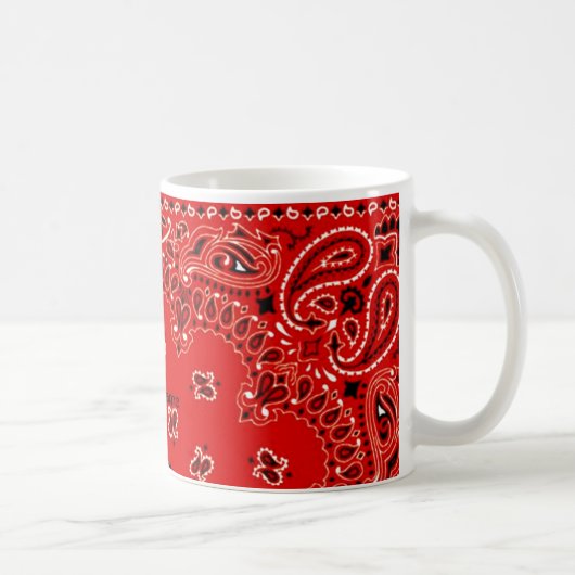 Mug BBQ Red Paisley Western Bandana Scarf Votre nom (Droite)