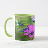 Mug Be Happy mit Blumen und Namen (Gauche)