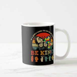 Mug Be Kind Puzzle Papillon Asl Enseignant Autisme Awa