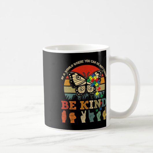 Mug Be Kind Puzzle Papillon Asl Enseignant Autisme Awa (Droite)