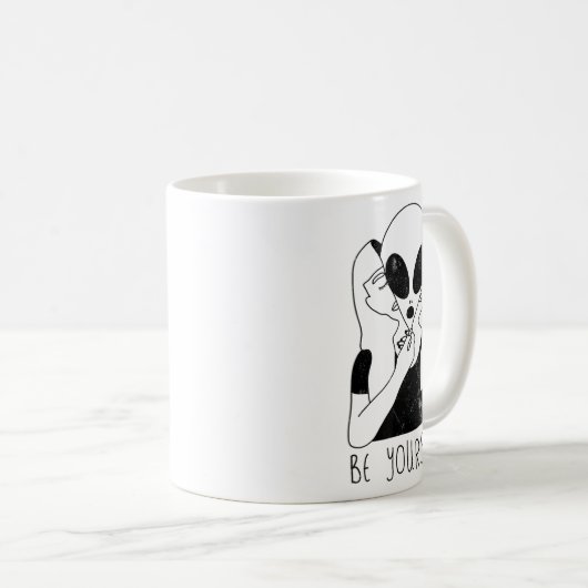 Mug Be Yourself - Funny Alien Motivational S (Devant droit)