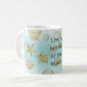 Mug Beach Aqua Blue Ombre Gold Sea Shells (Devant gauche)